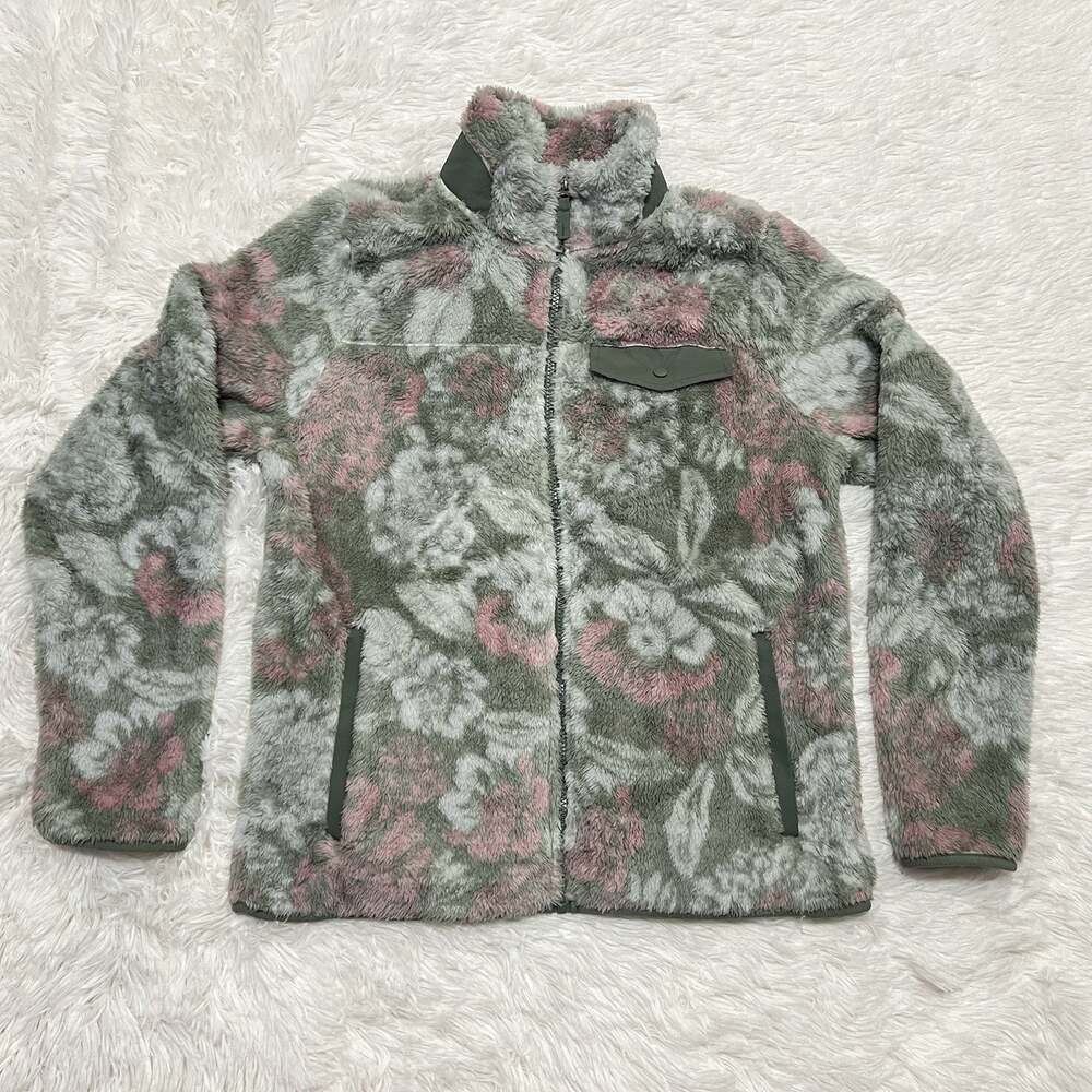 Gerry Women’s Plush Floral Fleece Jacket Size Medium Full Zip Outdoor Cozy